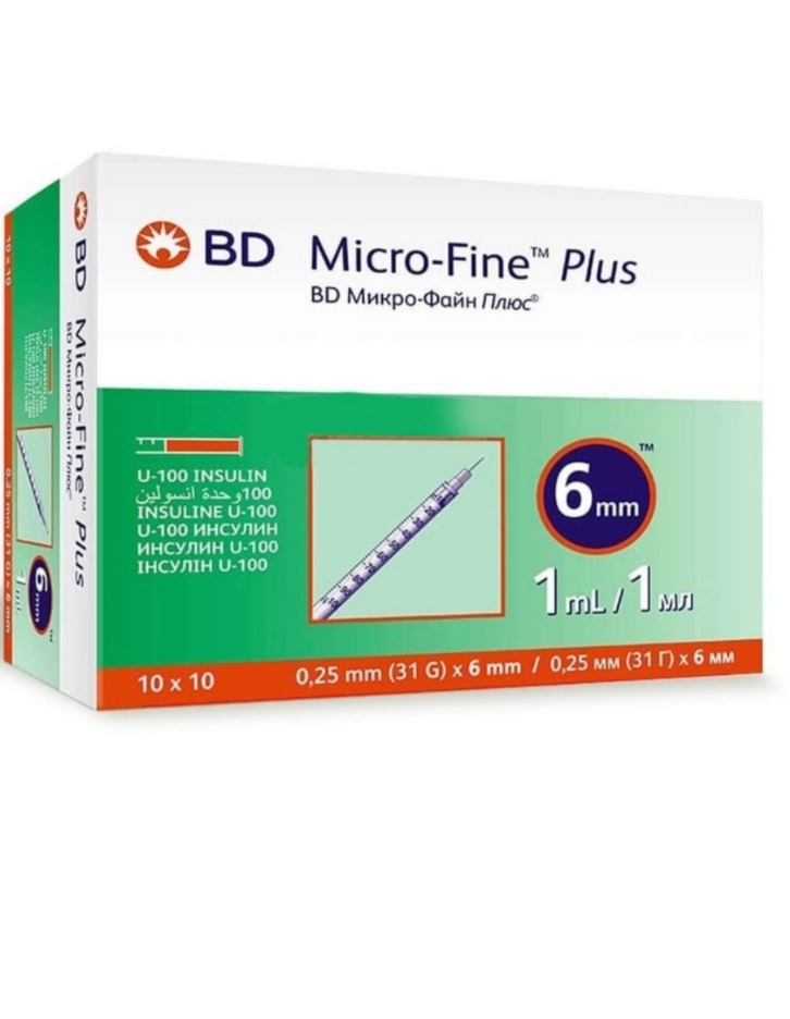 سرنگ انسولین بی دی Micro-Fine Plus حجم ۱ میلی لیتر بسته ۱۰۰ عددی